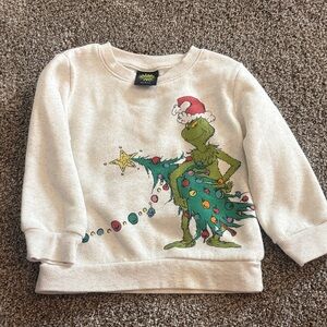 Kids Cream Grinch Graphic Sweatshirt - Holiday Top
